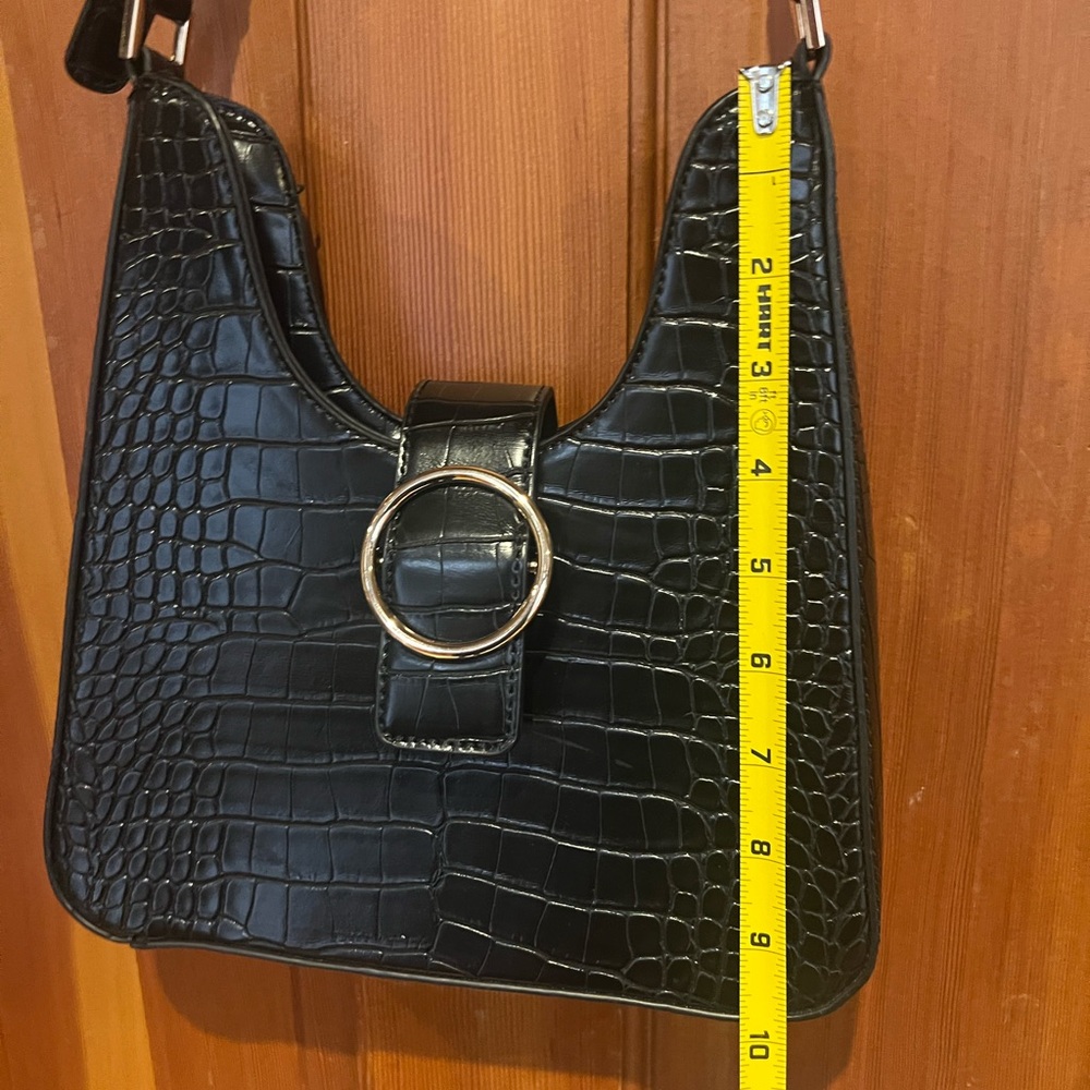 Madison West Black Croc-Embossed Shoulder Bag - Picture 7 of 9